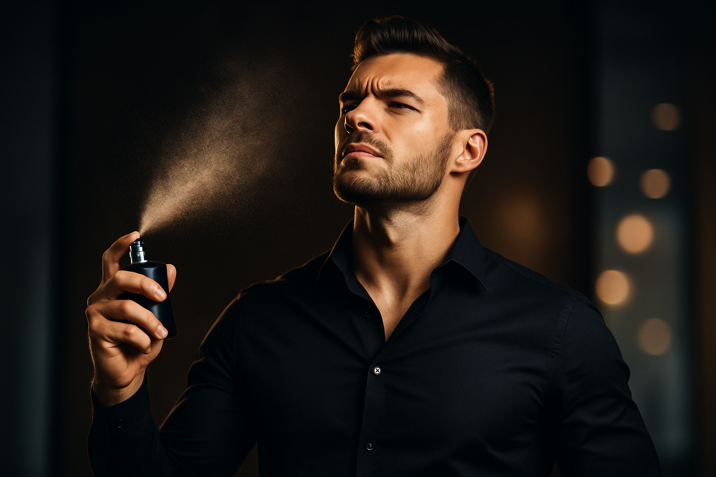 a modern man who is fearless, passionate, and proud of who he is ? is spraying perfume with confidence